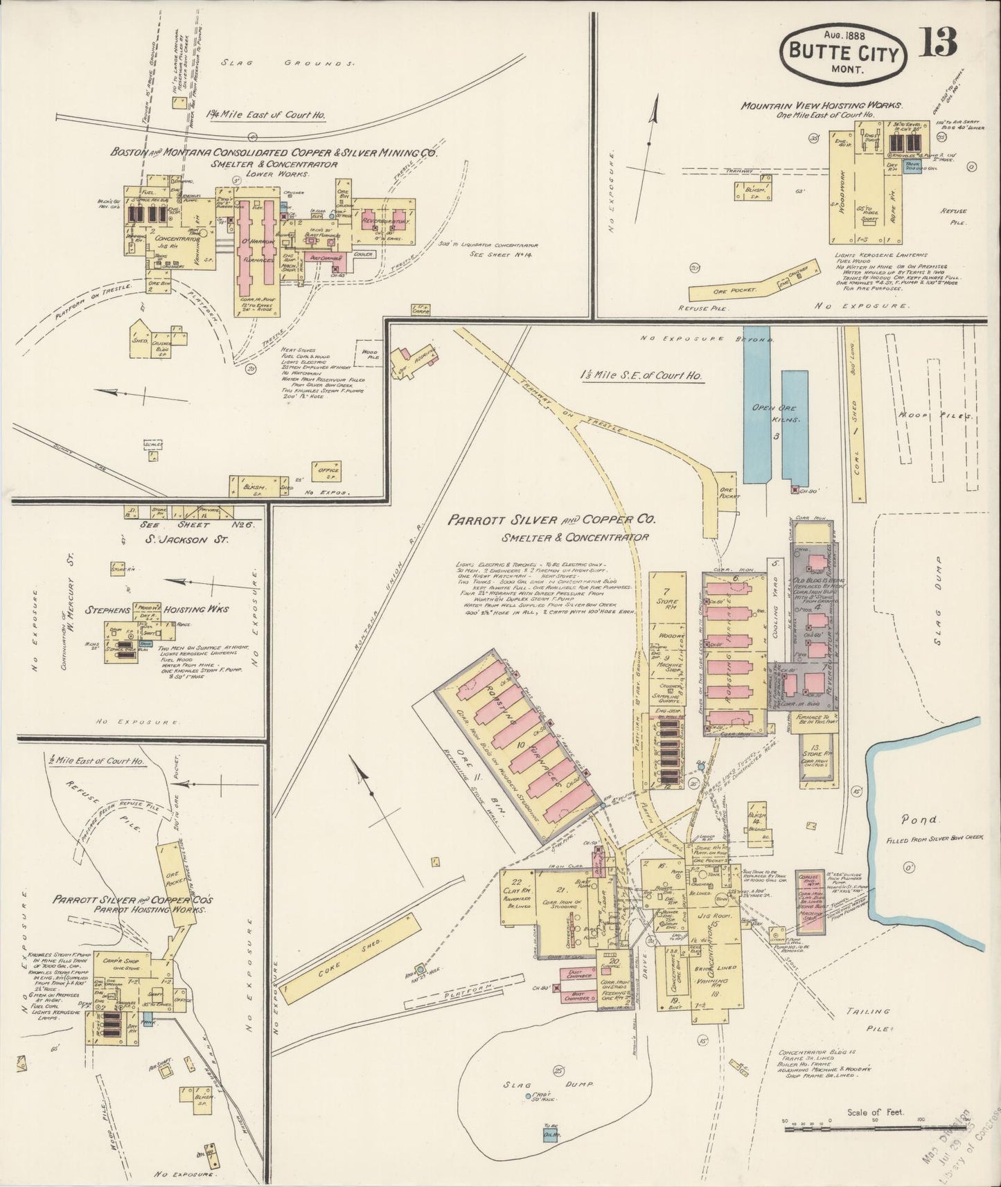 Sanborn Fire Insurance Map from Butte, Silver Bow County, Montana (1888), Sheet #0013 - Historic Sanborn Fire Insurance Map Print, vintage old map wall art, antique decor, genealogy gift, Montana Montana map