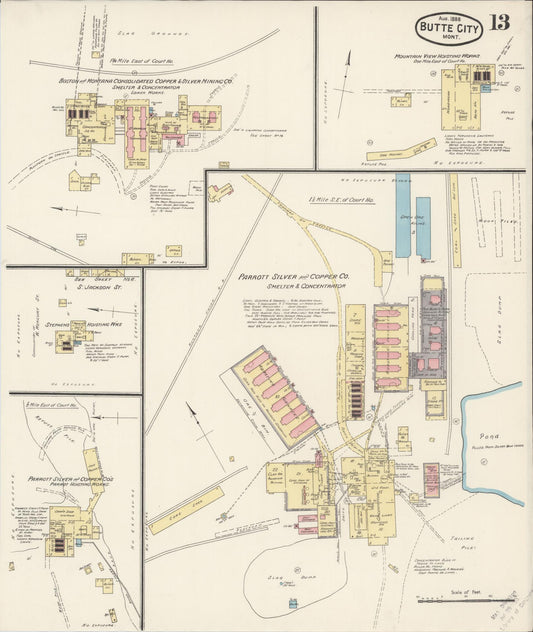 Sanborn Fire Insurance Map from Butte, Silver Bow County, Montana (1888), Sheet #0013 - Historic Sanborn Fire Insurance Map Print, vintage old map wall art, antique decor, genealogy gift, Montana Montana map