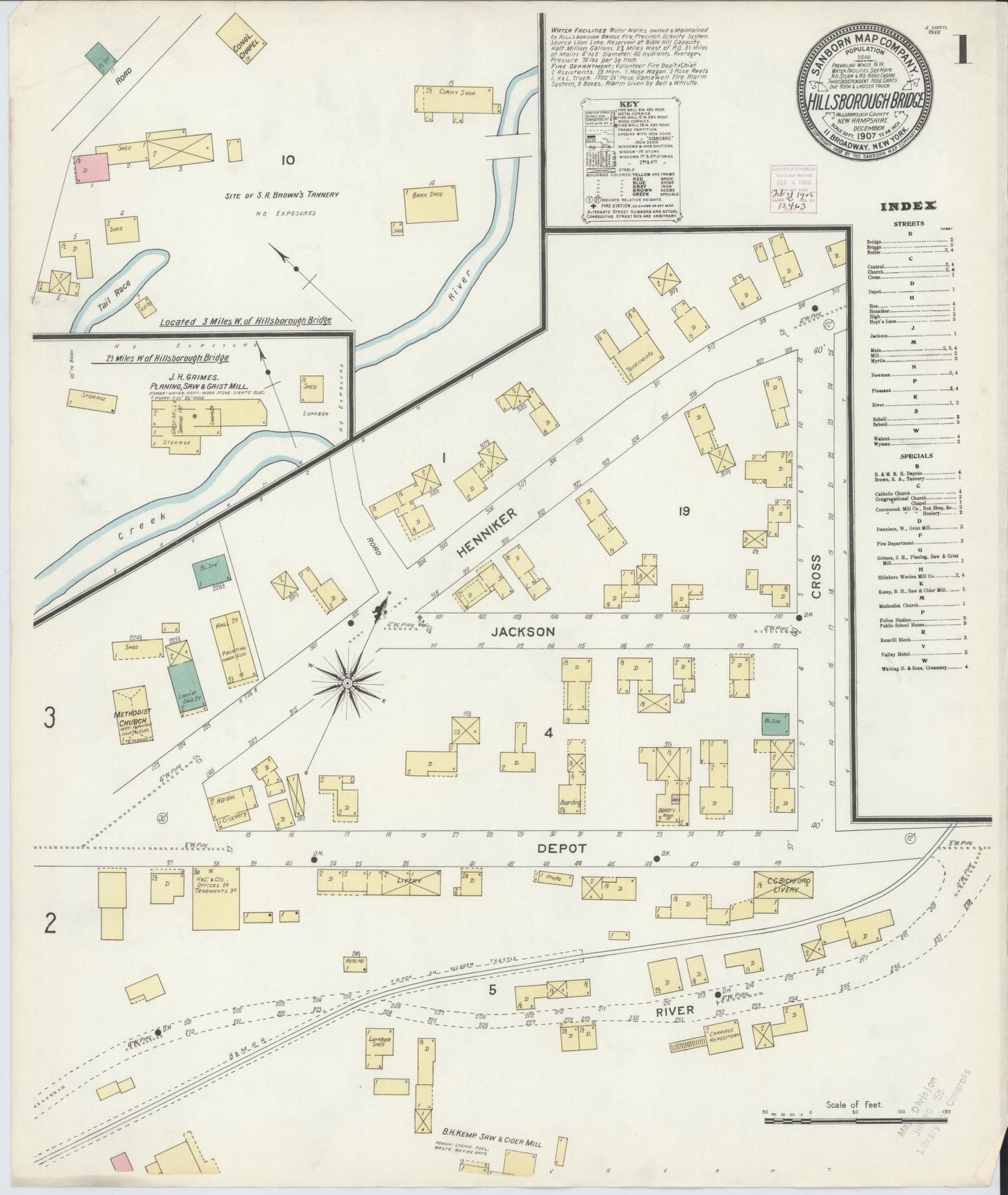Sanborn Fire Insurance Map from Hillsborough Bridge, Hillsborough County, New Hampshire. (1907) – Historic Sanborn Fire Insurance Map Print