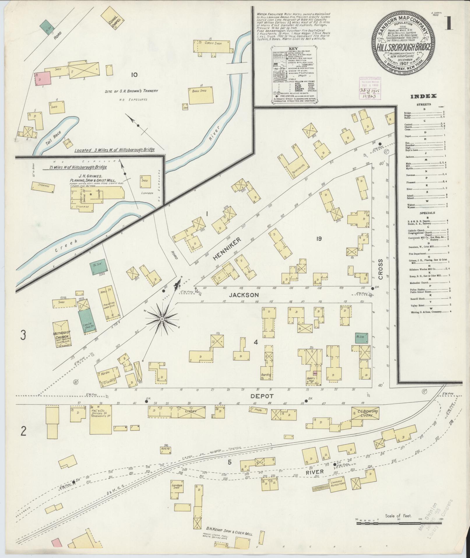 Sanborn Fire Insurance Map from Hillsborough Bridge, Hillsborough County, New Hampshire. (1907) – Historic Sanborn Fire Insurance Map Print