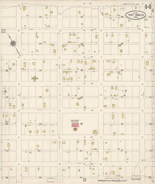 Sanborn Fire Insurance Map from Port Angeles, Clallam County, Washington (1917), Sheet #0014 - Historic Sanborn Fire Insurance Map Print, vintage old map wall art, antique decor, genealogy gift, Washington Washington map
