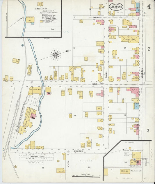 Sanborn Fire Insurance Map from Leesburg, Loudoun County, Virginia (1903), Sheet #0004 - Historic Sanborn Fire Insurance Map Print, vintage old map wall art, antique decor, genealogy gift, Virginia Virginia map