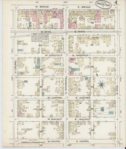 Sanborn Fire Insurance Map from Hazleton, Luzerne County, Pennsylvania (1884), Sheet #0004 - Historic Sanborn Fire Insurance Map Print, vintage old map wall art, antique decor, genealogy gift, Pennsylvania Pennsylvania map