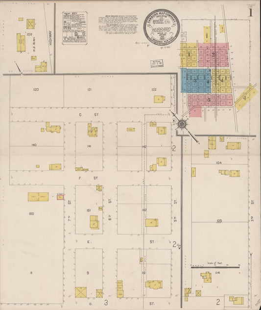 Sanborn Fire Insurance Map from Hubbard, Marion County, Oregon (1922), Sheet #0001 - Complete Map Set gallery image, historic Sanborn map, vintage wall art, Oregon Oregon