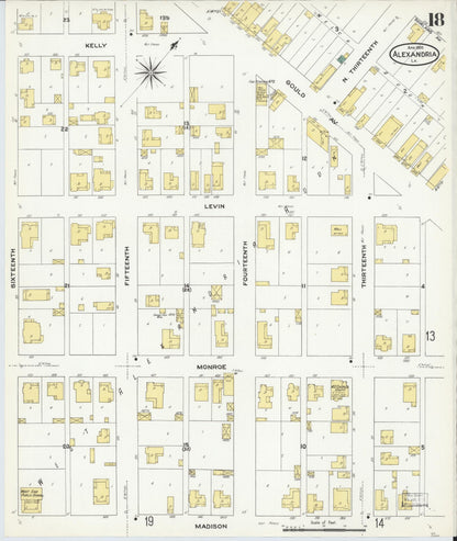 Sanborn Fire Insurance Map from Alexandria, Rapides Parish, Louisiana (1909), Sheet #0018 - Complete Map Set gallery image, historic Sanborn map, vintage wall art, Louisiana Louisiana
