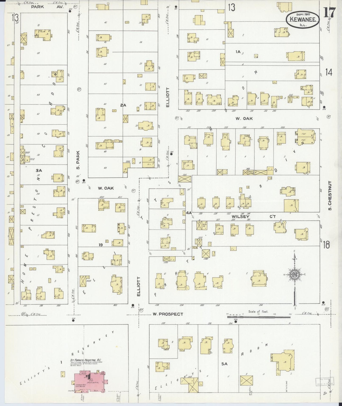Sanborn Fire Insurance Map from Kewanee, Henry County, Illinois (1910), Sheet #0017 - Complete Map Set gallery image, historic Sanborn map, vintage wall art, Illinois Illinois