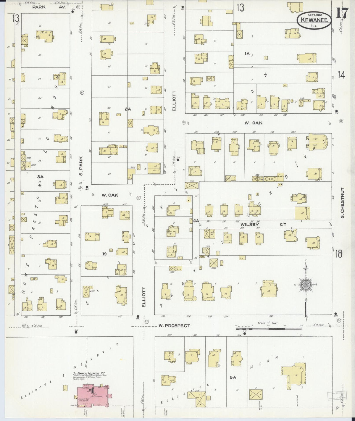 Sanborn Fire Insurance Map from Kewanee, Henry County, Illinois (1910), Sheet #0017 - Complete Map Set gallery image, historic Sanborn map, vintage wall art, Illinois Illinois