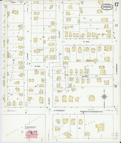 Sanborn Fire Insurance Map from Kewanee, Henry County, Illinois (1910), Sheet #0017 - Complete Map Set gallery image, historic Sanborn map, vintage wall art, Illinois Illinois