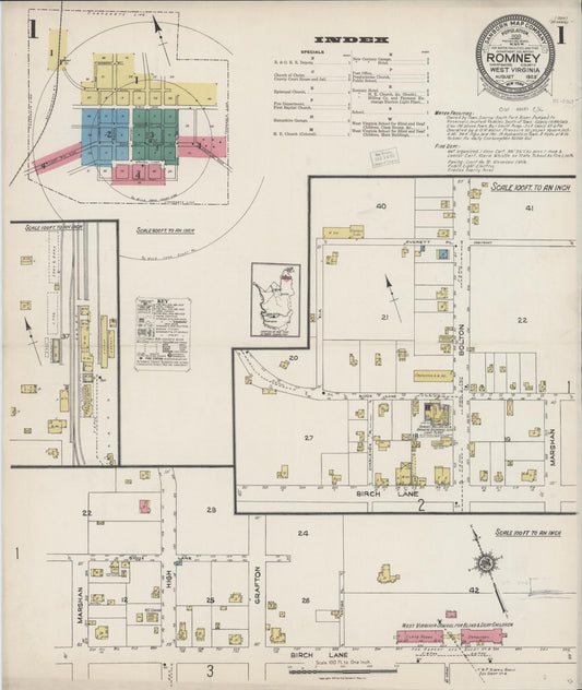 Sanborn Fire Insurance Map from Romney, Hampshire County, West Virginia (1923), Sheet #0001 - Complete Map Set gallery image, historic Sanborn map, vintage wall art, West Virginia West Virginia