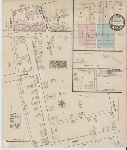 Sanborn Fire Insurance Map from Nanticoke, Luzerne County, Pennsylvania (1884), Sheet #0001 - Complete Map Set gallery image, historic Sanborn map, vintage wall art, Pennsylvania Pennsylvania
