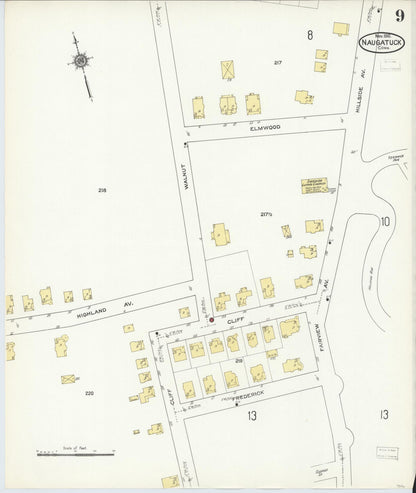 Sanborn Fire Insurance Map from Naugatuck, New Haven County, Connecticut (1910), Sheet #0009 - Complete Map Set gallery image, historic Sanborn map, vintage wall art, Connecticut Connecticut