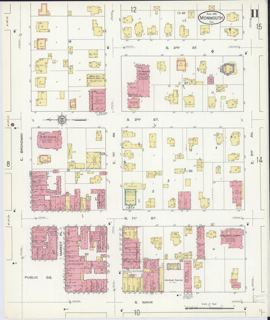 Sanborn Fire Insurance Map from Monmouth, Warren County, Illinois (1913), Sheet #0011 - Historic Sanborn Fire Insurance Map Print, vintage old map wall art, antique decor, genealogy gift, Illinois Illinois map