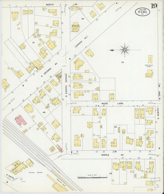 Sanborn Fire Insurance Map from Rome, Floyd County, Georgia (1909), Sheet #0019 - Historic Sanborn Fire Insurance Map Print, vintage old map wall art, antique decor, genealogy gift, Georgia Georgia map