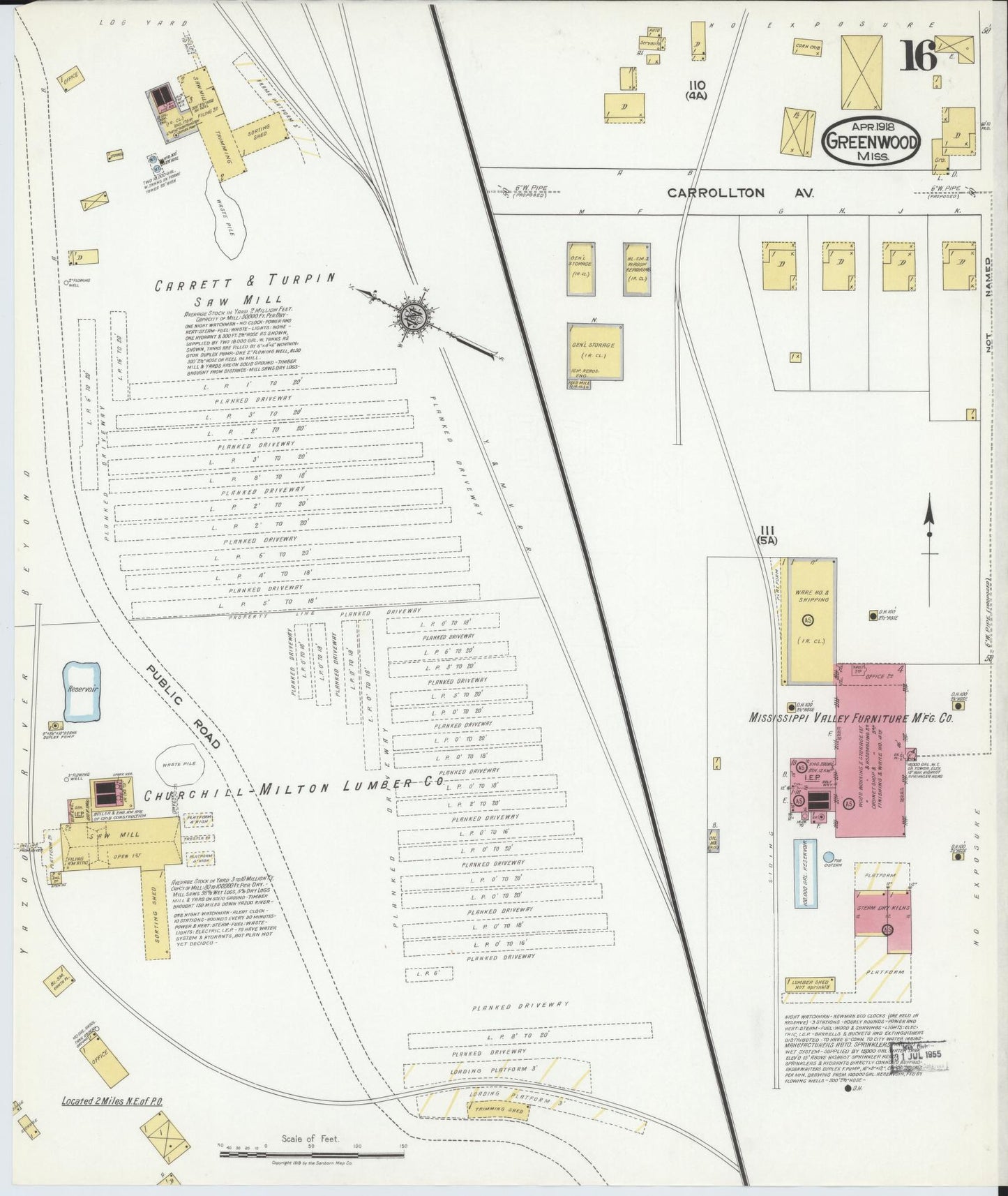 Sanborn Fire Insurance Map from Greenwood, Leflore County, Mississippi (1918), Sheet #0016 - Complete Map Set gallery image, historic Sanborn map, vintage wall art, Mississippi Mississippi