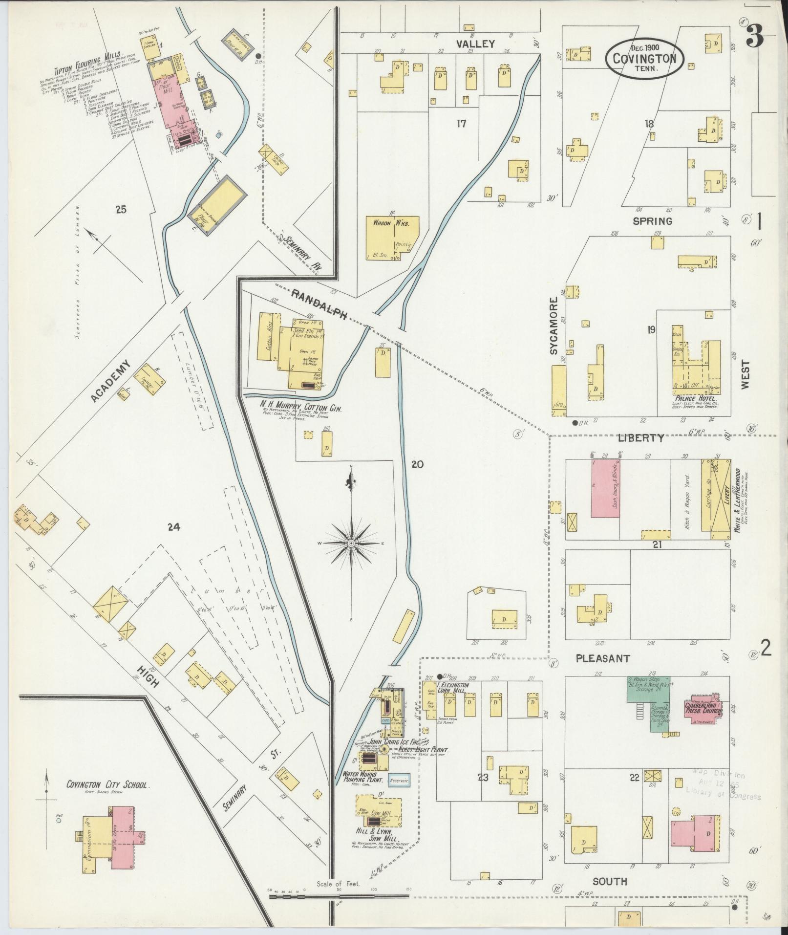 Sanborn Fire Insurance Map from Covington, Tipton County, Tennessee (1900), Sheet #0003 - Complete Map Set gallery image, historic Sanborn map, vintage wall art, Tennessee Tennessee