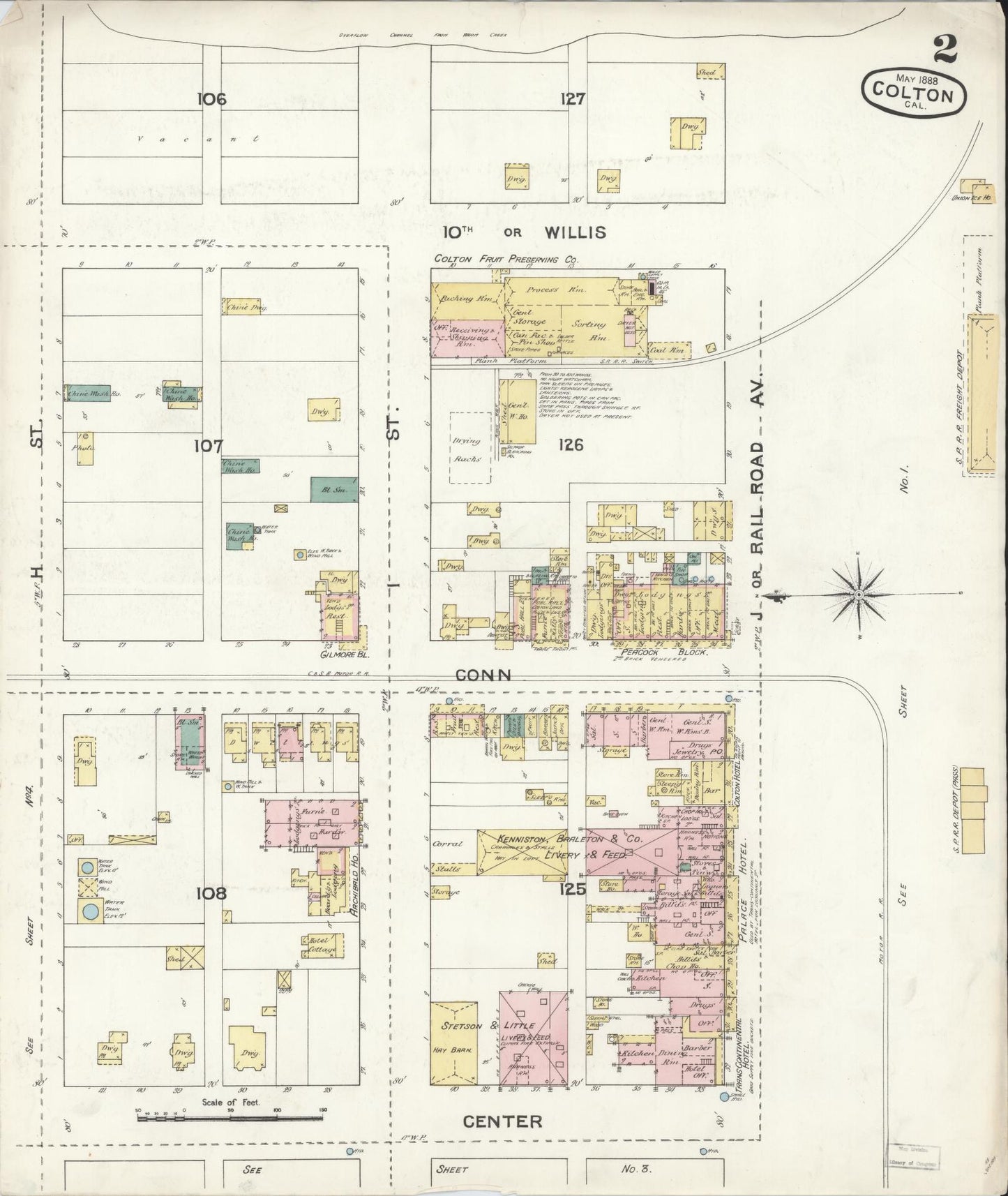 Sanborn Fire Insurance Map from Colton, San Bernardino County, California (1888), Sheet #0002 - Complete Map Set gallery image, historic Sanborn map, vintage wall art, California California