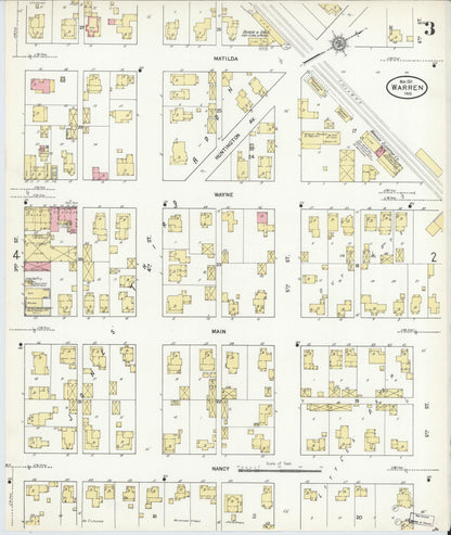 Sanborn Fire Insurance Map from Warren, Huntington County, Indiana (1911), Sheet #0003 - Complete Map Set gallery image, historic Sanborn map, vintage wall art, Indiana Indiana