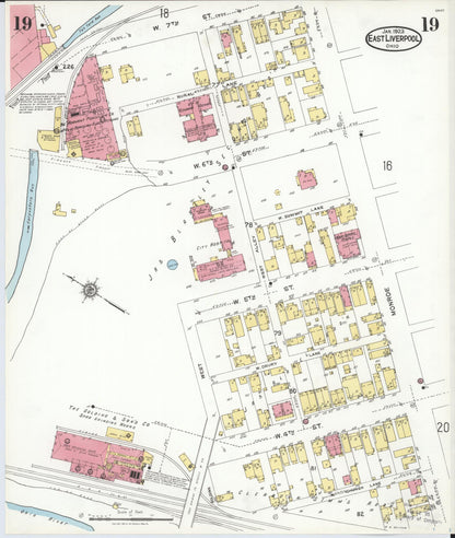 Sanborn Fire Insurance Map from East Liverpool, Columbiana County, Ohio (1923), Sheet #0019 - Historic Sanborn Fire Insurance Map Print, vintage old map wall art, antique decor, genealogy gift, Ohio Ohio map