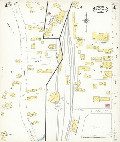 Sanborn Fire Insurance Map from North Conway, Carroll County, New Hampshire (1923), Sheet #0004 - Complete Map Set gallery image, historic Sanborn map, vintage wall art, New Hampshire New Hampshire