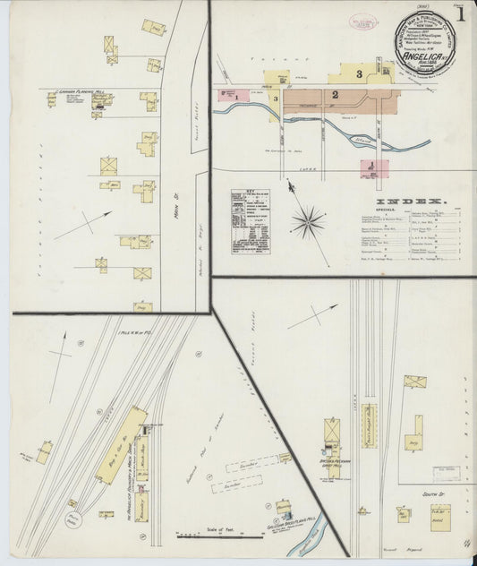 Sanborn Fire Insurance Map from Angelica, Allegany County, New York (1888), Sheet #0001 - Historic Sanborn Fire Insurance Map Print, vintage old map wall art, antique decor, genealogy gift, New York New York map