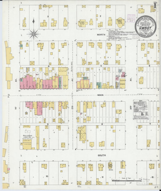 Sanborn Fire Insurance Map from Amboy, Blue Earth County, Minnesota (1905), Sheet #0001 - Historic Sanborn Fire Insurance Map Print, vintage old map wall art, antique decor, genealogy gift, Minnesota Minnesota map