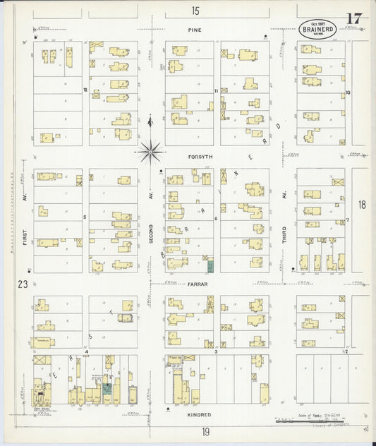Sanborn Fire Insurance Map from Brainerd, Crow Wing County, Minnesota (1907), Sheet #0017 - Historic Sanborn Fire Insurance Map Print, vintage old map wall art, antique decor, genealogy gift, Minnesota Minnesota map