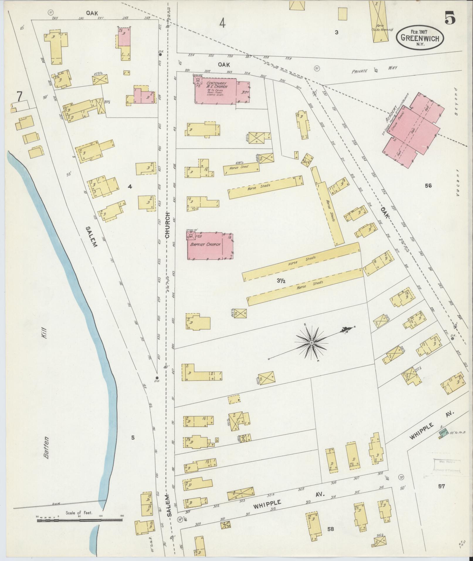 Sanborn Fire Insurance Map from Greenwich, Washington County, New York (1907), Sheet #0005 - Complete Map Set gallery image, historic Sanborn map, vintage wall art, New York New York