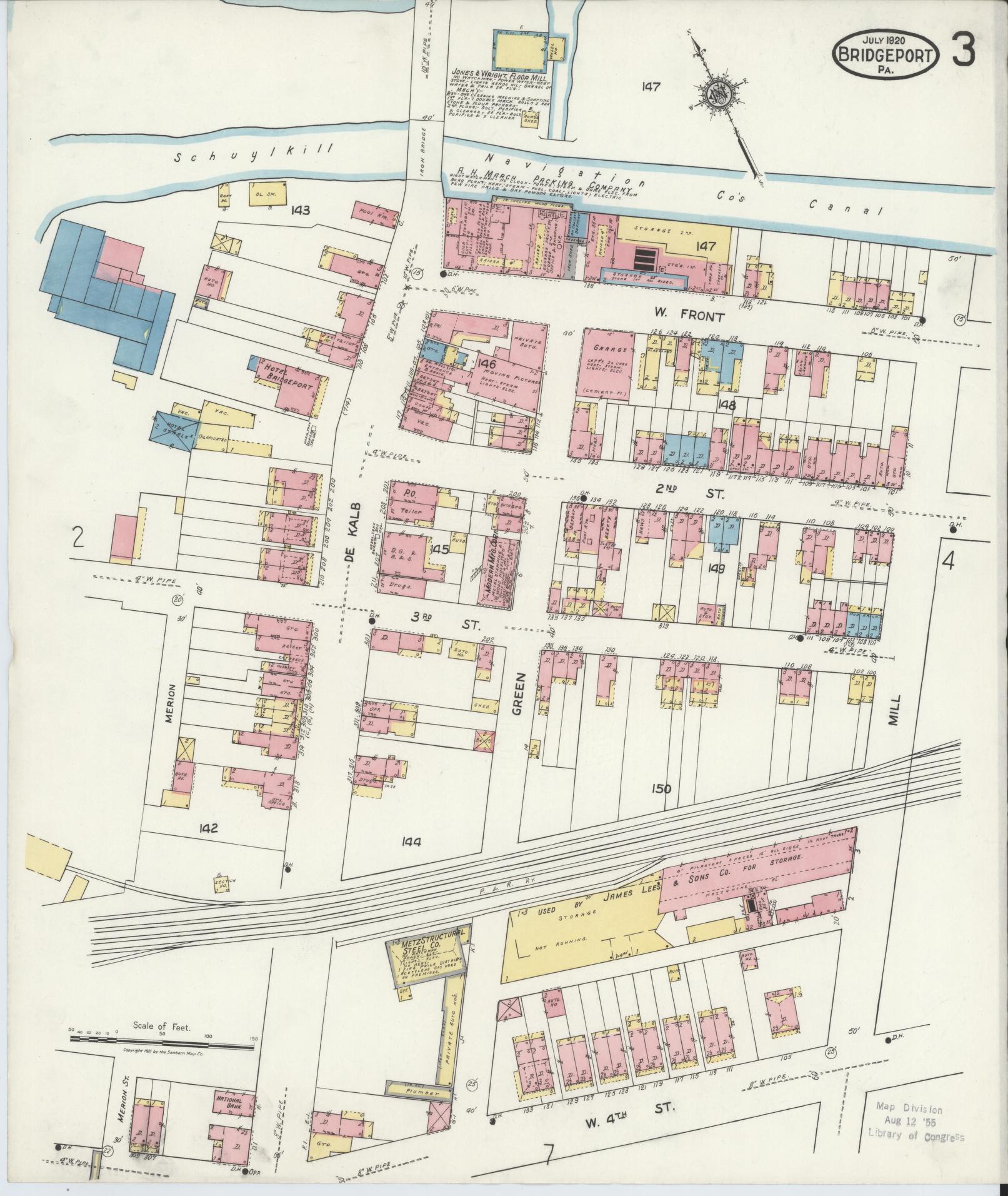 Sanborn Fire Insurance Map from Bridgeport, Montgomery County, Pennsylvania (1920), Sheet #0003 - Historic Sanborn Fire Insurance Map Print, vintage old map wall art, antique decor, genealogy gift, Pennsylvania Pennsylvania map