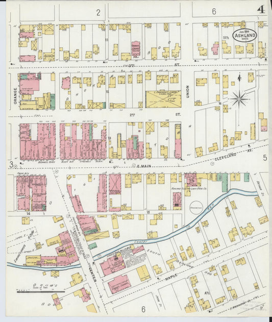 Sanborn Fire Insurance Map from Ashland, Ashland County, Ohio (1899), Sheet #0004 - Historic Sanborn Fire Insurance Map Print, vintage old map wall art, antique decor, genealogy gift, Ohio Ohio map