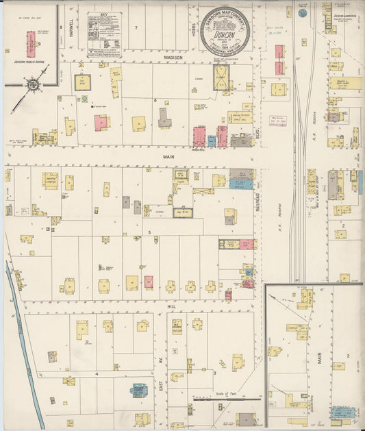 Sanborn Fire Insurance Map from Duncan, Greenlee County, Arizona (1914), Sheet #0001 - Historic Sanborn Fire Insurance Map Print, vintage old map wall art, antique decor, genealogy gift, Arizona Arizona map
