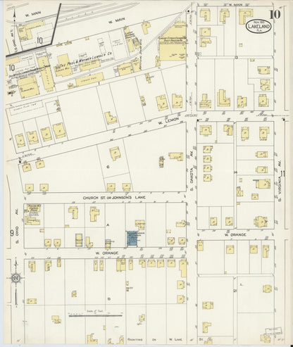 Sanborn Fire Insurance Map from Lakeland, Polk County, Florida (1913), Sheet #0010 - Complete Map Set gallery image, historic Sanborn map, vintage wall art, Florida Florida