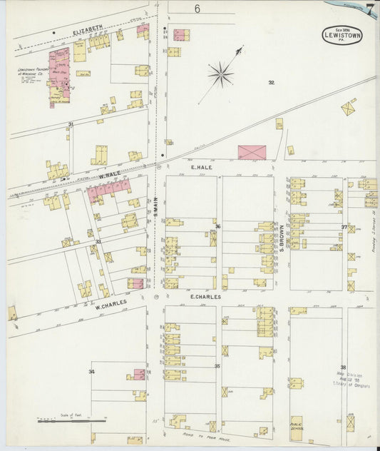 Sanborn Fire Insurance Map from Lewistown, Mifflin County, Pennsylvania (1896), Sheet #0007 - Historic Sanborn Fire Insurance Map Print, vintage old map wall art, antique decor, genealogy gift, Pennsylvania Pennsylvania map