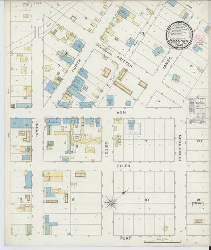 Sanborn Fire Insurance Map from Brackettville, Kinney County, Texas (1894), Sheet #0001 - Historic Sanborn Fire Insurance Map Print, vintage old map wall art, antique decor, genealogy gift, Texas Texas map