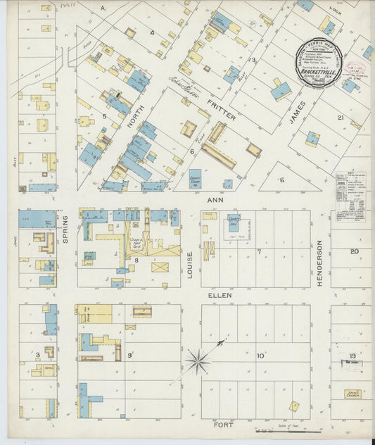 Sanborn Fire Insurance Map from Brackettville, Kinney County, Texas (1894), Sheet #0001 - Historic Sanborn Fire Insurance Map Print, vintage old map wall art, antique decor, genealogy gift, Texas Texas map