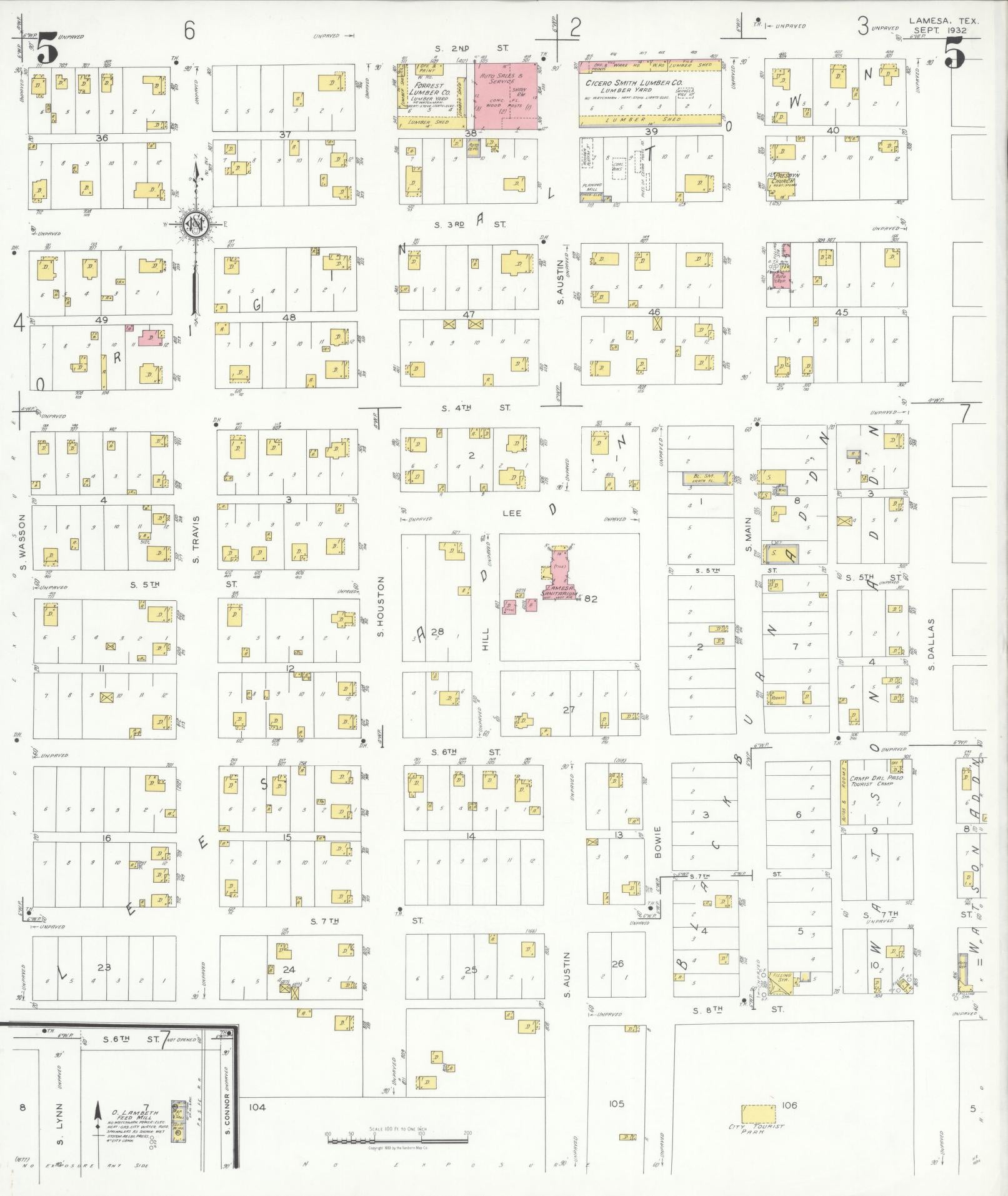 Sanborn Fire Insurance Map from Lamesa, Dawson County, Texas (1932), Sheet #0005 - Historic Sanborn Fire Insurance Map Print, vintage old map wall art, antique decor, genealogy gift, Texas Texas map