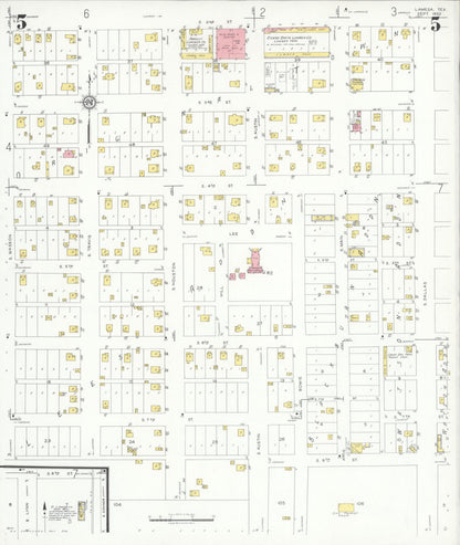 Sanborn Fire Insurance Map from Lamesa, Dawson County, Texas (1932), Sheet #0005 - Historic Sanborn Fire Insurance Map Print, vintage old map wall art, antique decor, genealogy gift, Texas Texas map