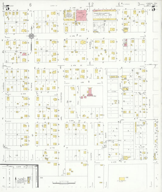 Sanborn Fire Insurance Map from Lamesa, Dawson County, Texas (1932), Sheet #0005 - Historic Sanborn Fire Insurance Map Print, vintage old map wall art, antique decor, genealogy gift, Texas Texas map
