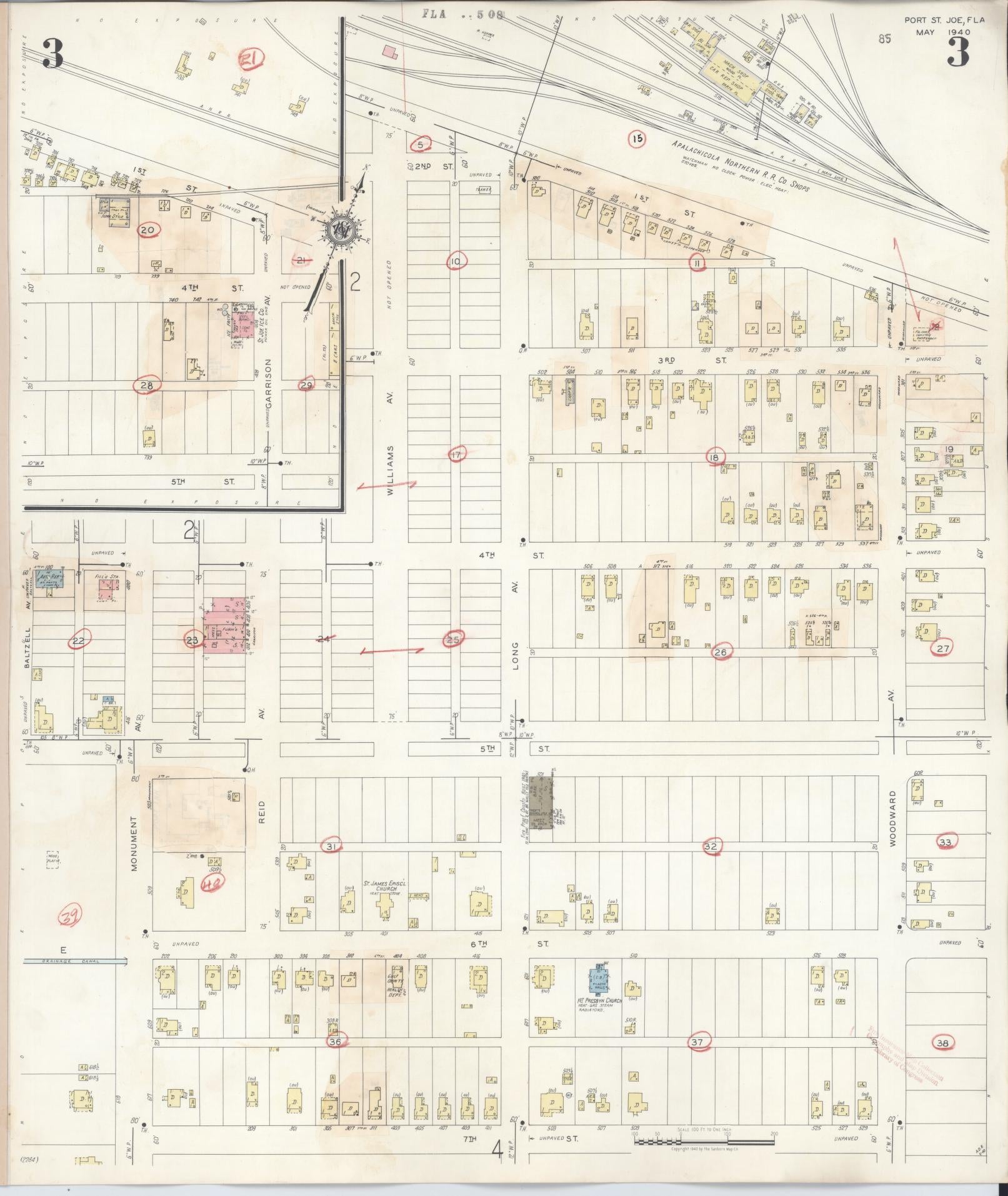 Sanborn Fire Insurance Map from Port Saint Joe, Gulf County, Florida (1945), Sheet #0003 - Complete Map Set gallery image, historic Sanborn map, vintage wall art, Florida Florida