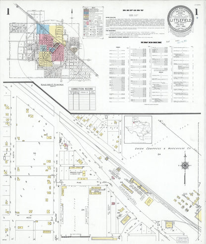 Sanborn Fire Insurance Map from Littlefield, Lamb County, Texas (1950), Sheet #0001 - Complete Map Set gallery image, historic Sanborn map, vintage wall art, Texas Texas