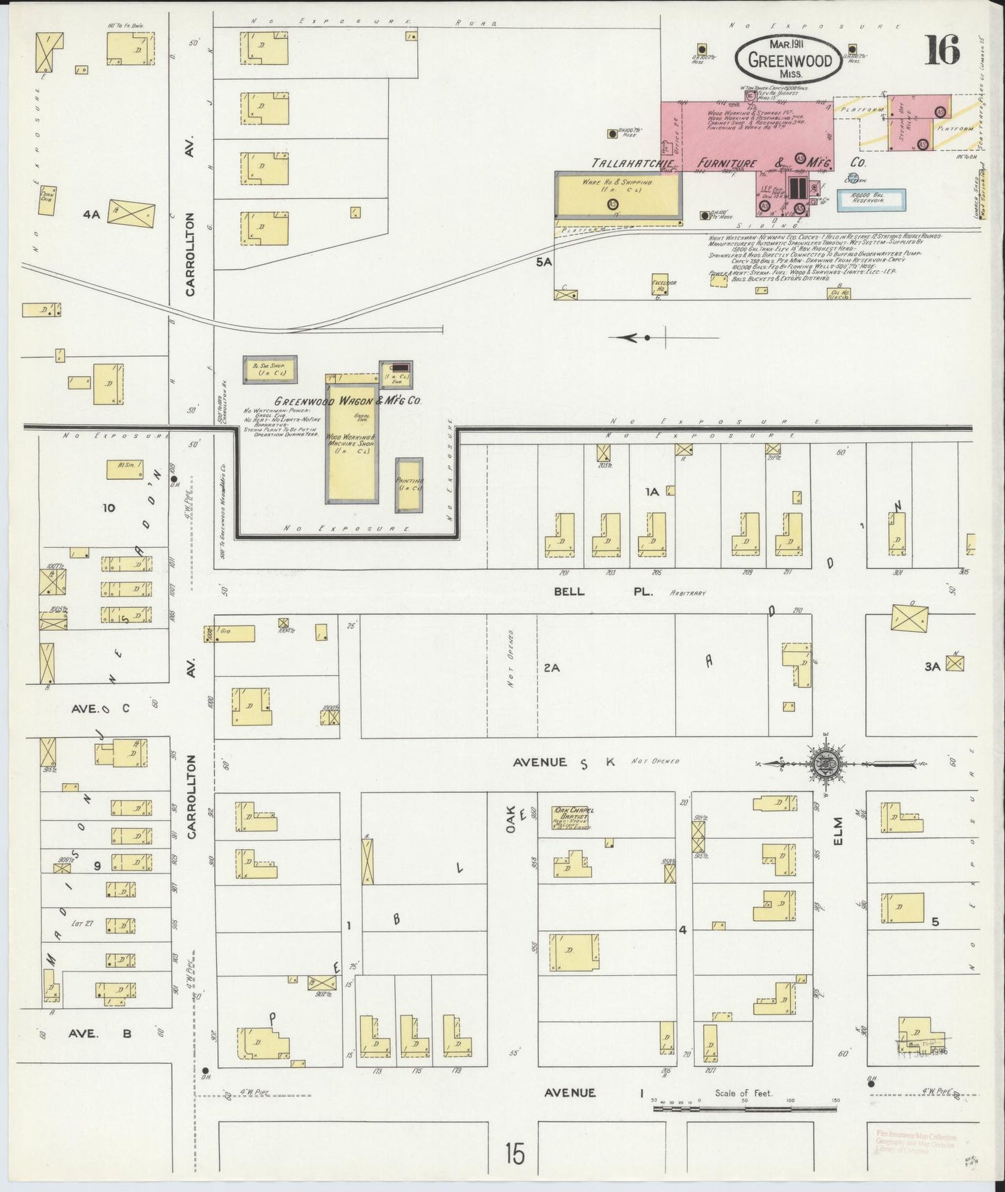 Sanborn Fire Insurance Map from Greenwood, Leflore County, Mississippi (1911), Sheet #0016 - Complete Map Set gallery image, historic Sanborn map, vintage wall art, Mississippi Mississippi