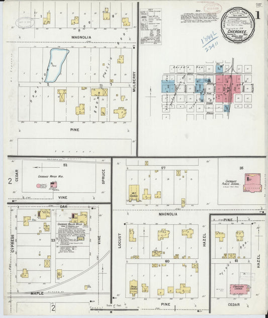 Sanborn Fire Insurance Map from Cherokee, Crawford County, Kansas (1899), Sheet #0001 - Complete Map Set gallery image, historic Sanborn map, vintage wall art, Kansas Kansas