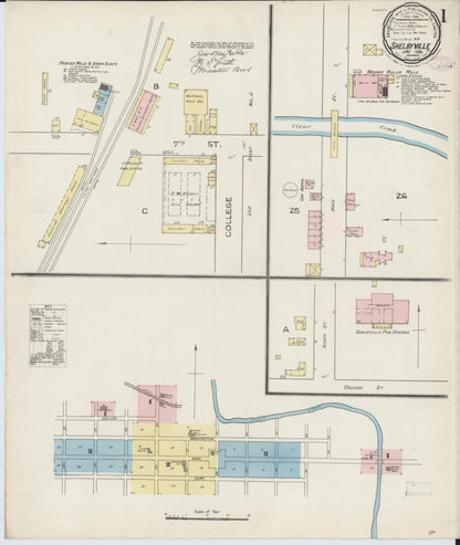 Sanborn Fire Insurance Map from Shelbyville, Shelby County, Kentucky (1886), Sheet #0001 - Complete Map Set gallery image, historic Sanborn map, vintage wall art, Kentucky Kentucky