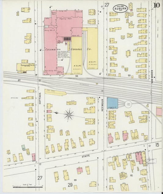 Sanborn Fire Insurance Map from Auburn, Cayuga County, New York (1898), Sheet #0010 - Historic Sanborn Fire Insurance Map Print, vintage old map wall art, antique decor, genealogy gift, New York New York map