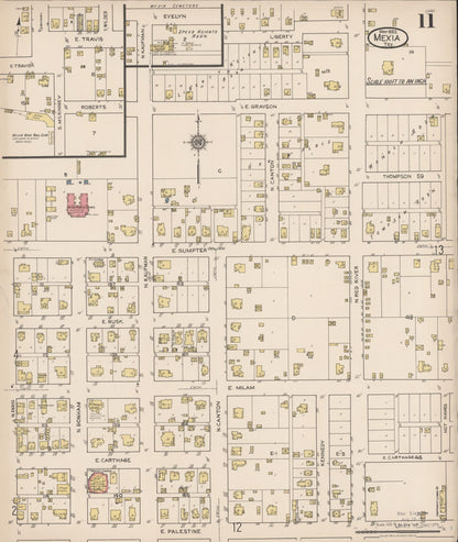 Sanborn Fire Insurance Map from Mexia, Limestone County, Texas (1922), Sheet #0011 - Historic Sanborn Fire Insurance Map Print, vintage old map wall art, antique decor, genealogy gift, Texas Texas map
