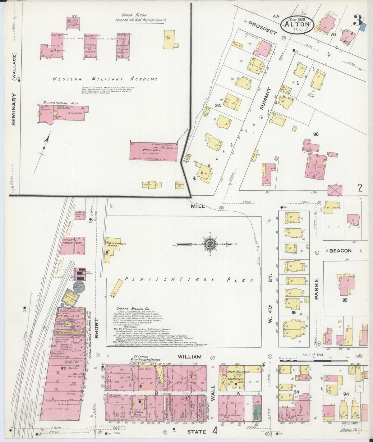 Sanborn Fire Insurance Map from Alton, Madison County, Illinois (1909), Sheet #0003 - Complete Map Set gallery image, historic Sanborn map, vintage wall art, Illinois Illinois