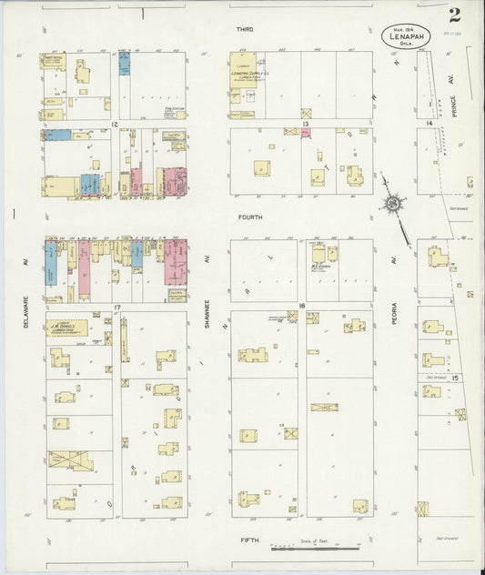 Sanborn Fire Insurance Map from Lenapah, Nowata County, Oklahoma (1914), Sheet #0002 - Historic Sanborn Fire Insurance Map Print, vintage old map wall art, antique decor, genealogy gift, Oklahoma Oklahoma map