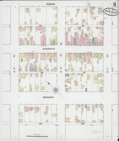 Sanborn Fire Insurance Map from New Ulm, Brown County, Minnesota (1889), Sheet #0003 - Complete Map Set gallery image, historic Sanborn map, vintage wall art, Minnesota Minnesota