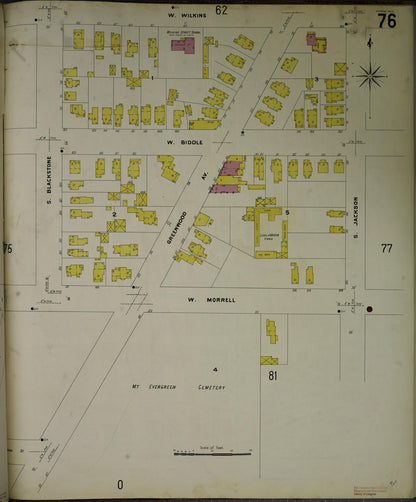Sanborn Fire Insurance Map from Jackson, Jackson County, Michigan (1907), Sheet #0076 - Historic Sanborn Fire Insurance Map Print, vintage old map wall art, antique decor, genealogy gift, Michigan Michigan map