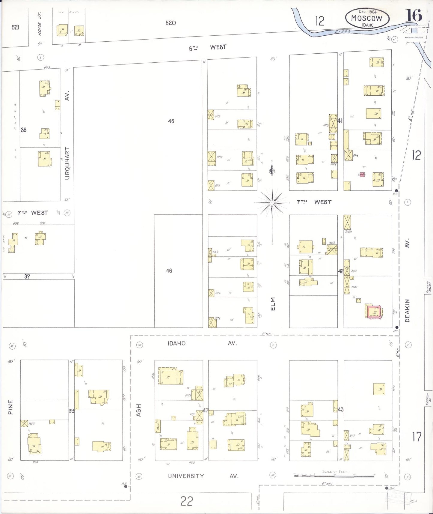 Sanborn Fire Insurance Map from Moscow, Latah County, Idaho (1904), Sheet #0016 - Complete Map Set gallery image, historic Sanborn map, vintage wall art, Idaho Idaho