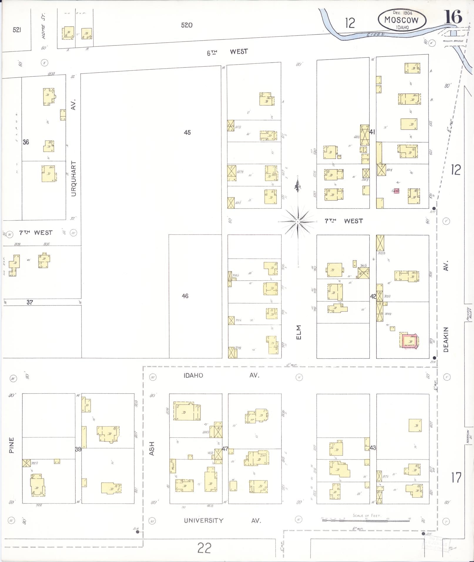 Sanborn Fire Insurance Map from Moscow, Latah County, Idaho (1904), Sheet #0016 - Complete Map Set gallery image, historic Sanborn map, vintage wall art, Idaho Idaho
